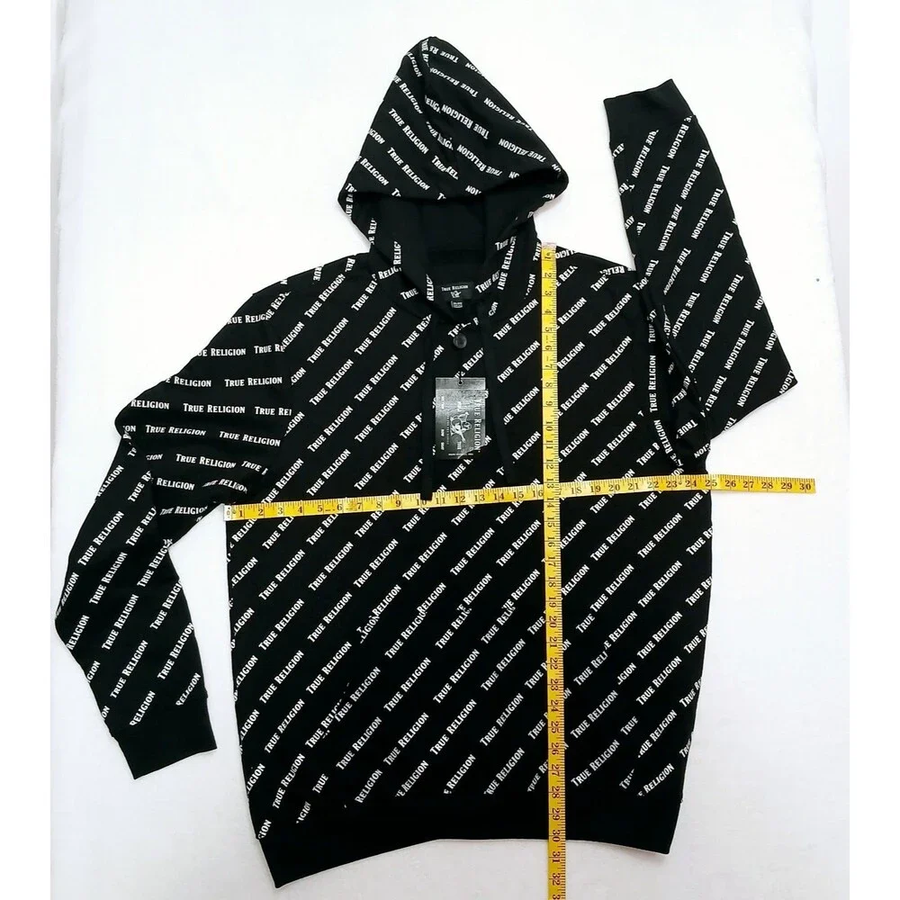 True Religion LS All Over Print Pullover Hoodie Men's Size 2XL